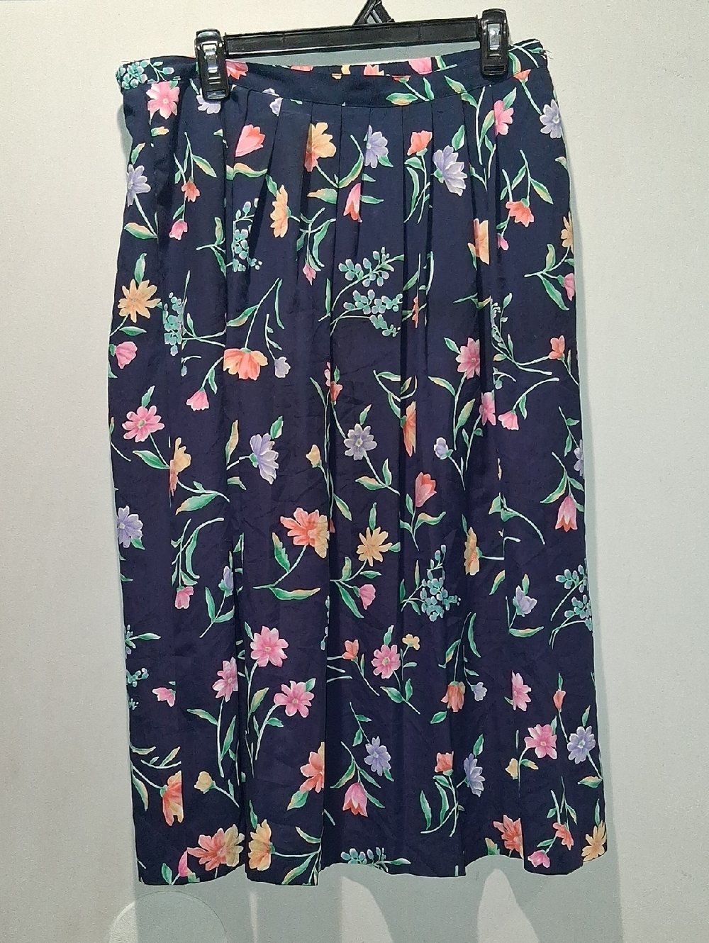 Alfred Dunner Navy Floral Midi Skirt